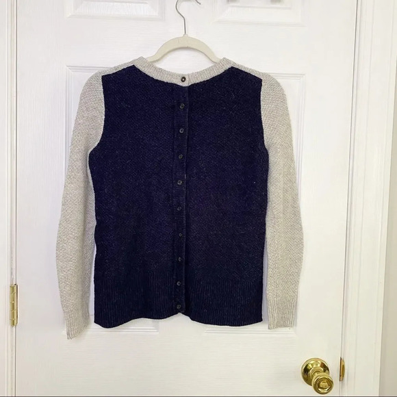 MADEWELL Backroad Button Back Colorblock Navy Gray Sweater‎ - Picture 4 of 7